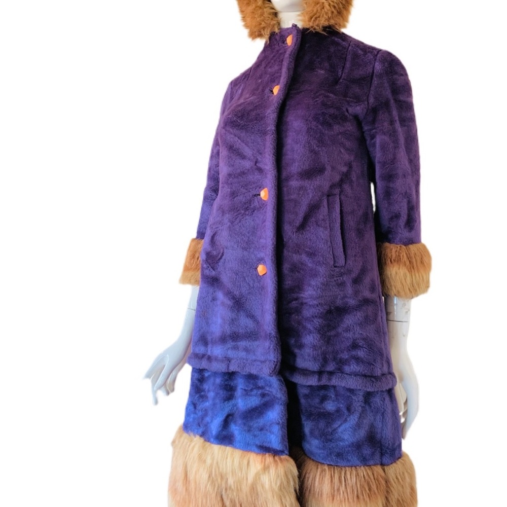 Vtg Rare Purple 60’s Penny Lane Faux Fur Coat - Picture 2 of 7